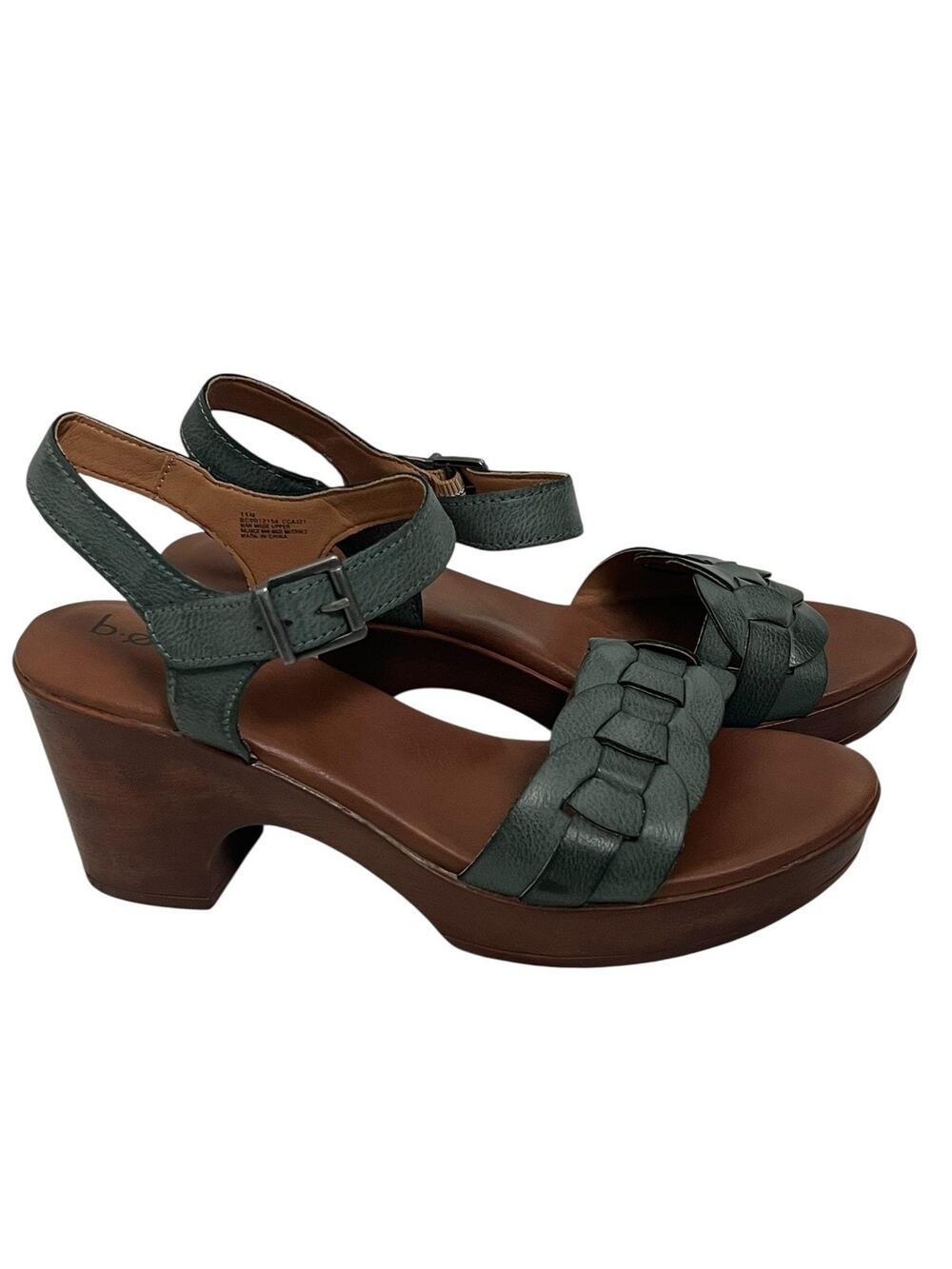 B.o.c Slingback Sandals Womens 11 Teal Woven Platform Block Heel BC0012154